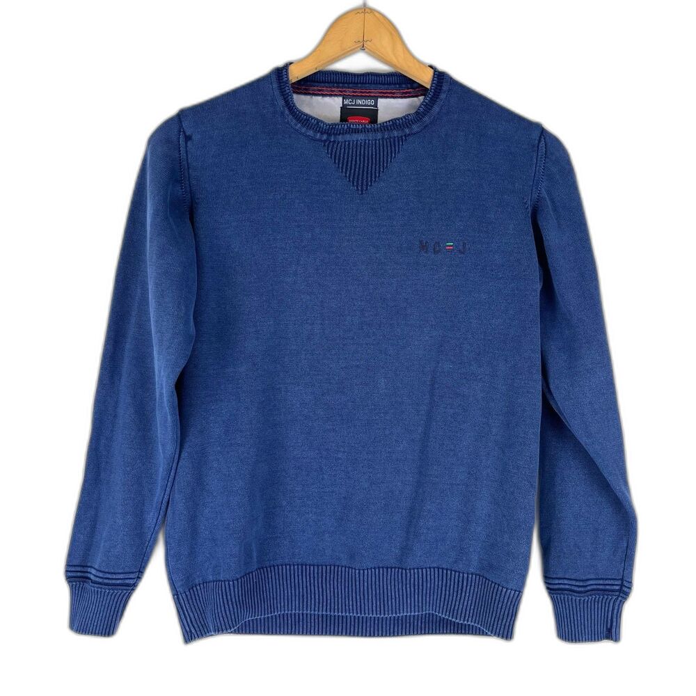 Monte Carlo Indigo Blue Cotton Crew Neck Sweater Size 38/M